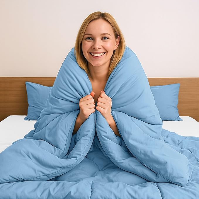 Pure Bedding Duvet Cover Twin/Twin XL Size - 2 Pieces Extra Soft Bedding Set, Includes 1 Twin Duvet Cover 68x90 Inches with Zipper Closure & 1 Pillow Sham, Comforter Not Included, Sky Blue
