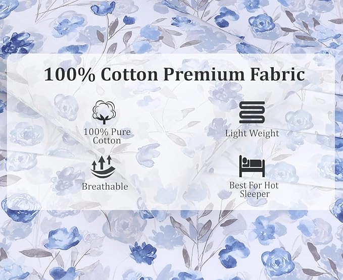 RUVANTI 100% Cotton Sheets – California King Percale Bedding, Cooling & Breathable Floral Design, Durable with a Crisp, Soft & Comfortable Feel, 14" Deep Pocket, 4-Piece Set, Monotones