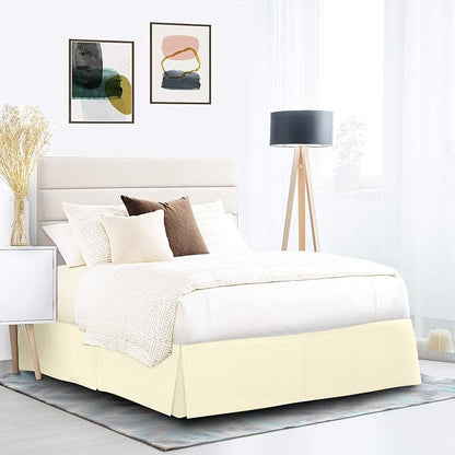 Nestl Vanilla Yellow Bed Skirt Cal King Size - Cal King Bed Skirt 14 Inch Drop - Brushed Microfiber Bed Skirts - Hotel Quality Pleated Bed Skirt - Shrinkage & Fade Resistant