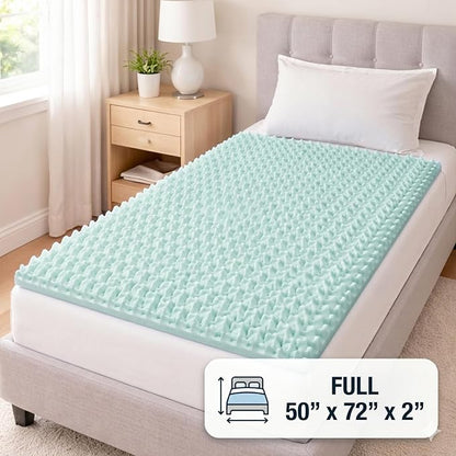 DMI Foam Mattress Topper, Egg Crate Foam Pad, Mattress Pad and Bed Topper for Support, Air Circulation, Pressure Relief and Weight Distribution, Full Size Mattress, 50 x 72 x 2, Blue
