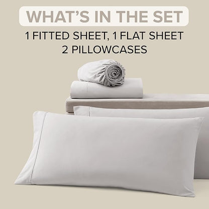 UGG Hedi Cali King Sheet Set 4-Piece Luxury Cooling Sheets Deep Pockets Premium Bedding with 2 Shams Hypoallergenic Machine Washable Soft Lightweight Bed Set for Room, California King, Stone Grey