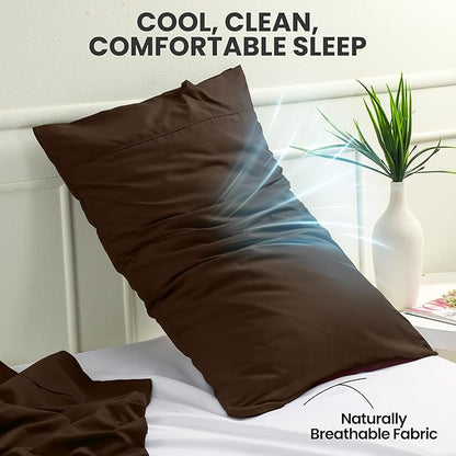 Utopia Bedding King Pillow Cases - 2 Pack - Envelope Closure - Soft Brushed Microfiber Fabric - Shrinkage and Fade Resistant Pillow Covers King Size 20 X 40 Inches (King, Brown)