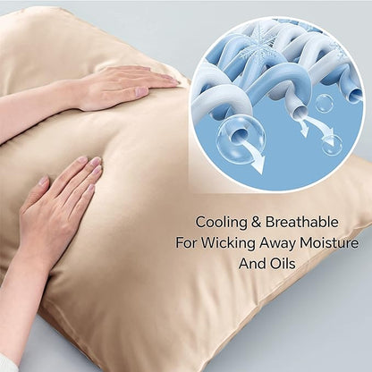 BEDELITE Pillow Cases Queen Size Set of 2, Rayon Derived from Bamboo, Cooling Pillow Cases for Hot Sleepers & Night Sweats, Breathable and Silky Soft Envelope Pillowcases(Taupe, 20"x30")
