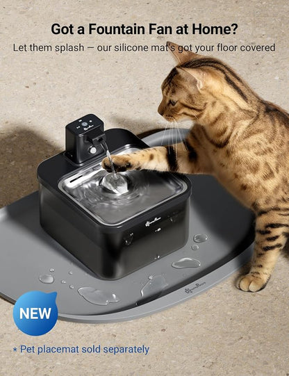 DownyPaws Cat Water Fountain Cordless, Pet Fountain, 84oz/2.5L, Black Pro | Wireless Cat Drinking Water Fountains for Cats Indoor, Fursink , Battery Operated, Motion Sensor, Ultra Quiet Pump, BPA-Free