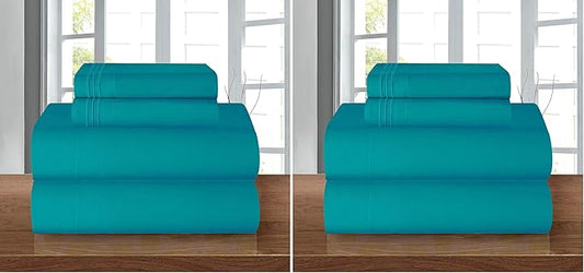 Elegant Comfort Luxury Soft 1500 Premier Egyptian 4-Piece Premium Hotel Quality Wrinkle Resistant Coziest Bedding Set, All Around Elastic Fitted Sheet, Deep Pocket up to 16inch, King, Turquoise