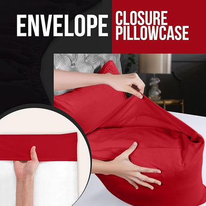 Utopia Bedding Standard Pillow Cases - 4 Pack - Envelope Closure - Soft Brushed Microfiber Fabric - Shrinkage and Fade Resistant Pillow Covers Standard Size 20 X 26 Inches (Standard, Red)