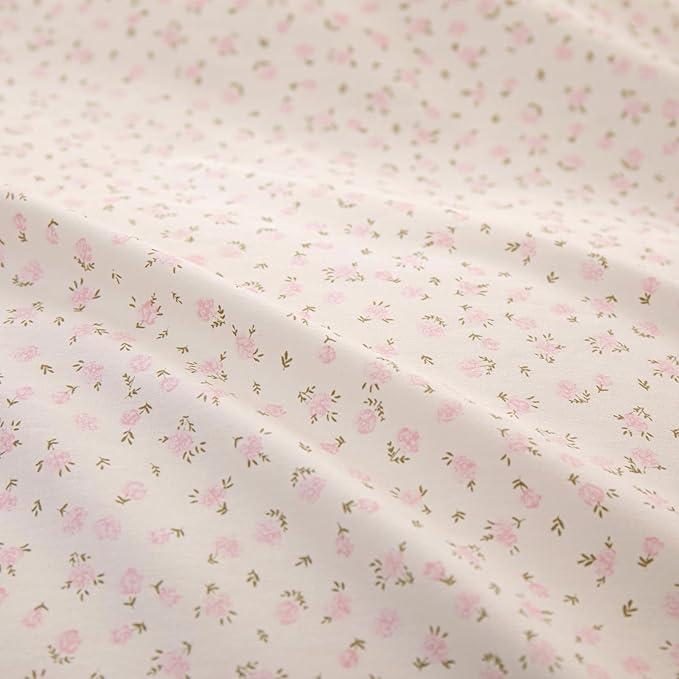 VM VOUGEMARKET Flower Comforter Set Full 3 Pcs Vintage Pink Floral Bedding Comforter with Elegant Ruffles All Season Soft & Lightweight Comforter Set for Girls Women 80"x90"