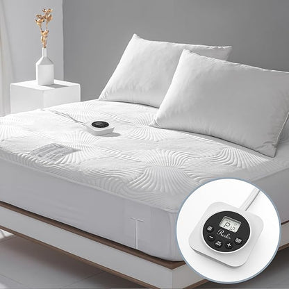 Twin XL Size Electric Heated Mattress Pad - Bed Warmer with Memory & Preheat Functions, 12 Heat Settings Single Control for 1-12 Hours Auto Off, Lighted Button
