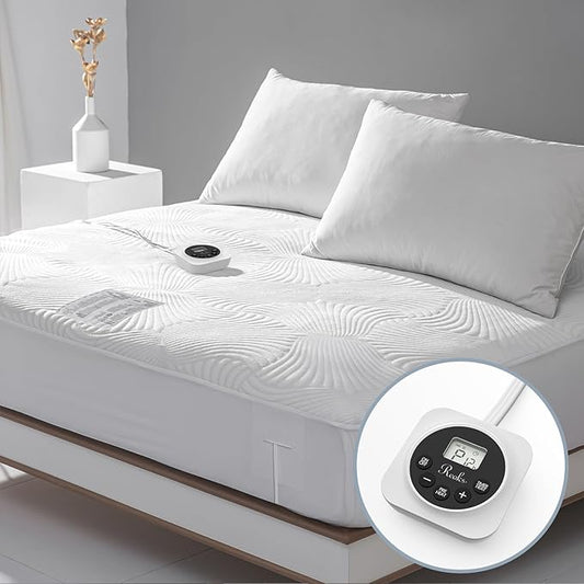 Full Size Electric Heated Mattress Pad - Bed Warmer with Memory & Preheat Functions, 12 Heat Settings Single Control for 1-12 Hours Auto Off, Lighted Button