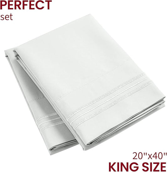 Mellanni Pillow Cases - Luxury, Extra Soft, Cooling Pillow Covers - 2 PC Iconic Collection Pillowcases - Envelope Closure (King 20" x 40", Ivory)