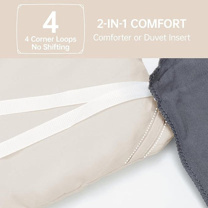 MUXHOMO Beige King Size Comforter Set, All Season Ultra Soft Down Alternative Bedding - 3 Piece Lightweight Bed Set Includes 1 Comforter (104"x90") and 2 Pillow Shams (20"x36")