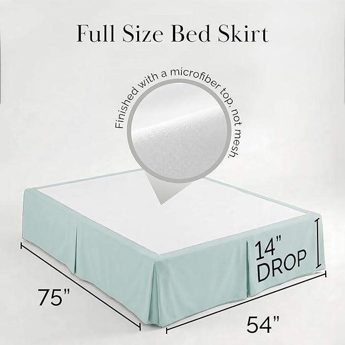 Southshore Fine Living, Inc. Bed Skirt, Full Bed, 14-Inch Drop Pleated Bedskirt for Full Mattress, Dust Ruffle Box Spring Cover, Sky Blue