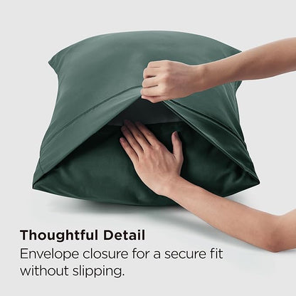 Bedsure Queen Pillow Cases Set of 2 - Forest Green Brushed Microfiber Pillowcase 2 Pack, Super Soft and Cozy Pillow Case Covers with Envelope Closure for Kids, Wrinkle, Fade Resistant, 20x30 Inches