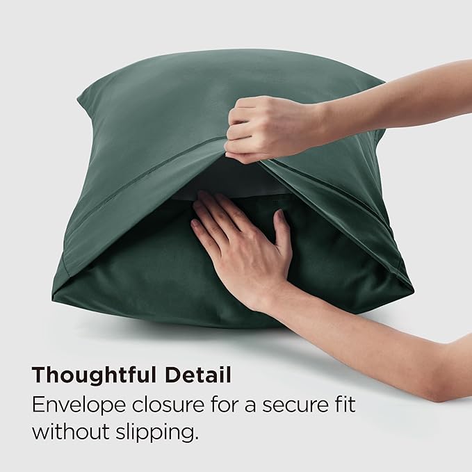 Bedsure King Size Pillow Cases Set of 2 - Forest Green Brushed Microfiber Pillowcases 2 Pack, Super Soft Pillow Case Cover with Envelope Closure for Kids, Wrinkle, Fade Resistant, 20x36 Inches