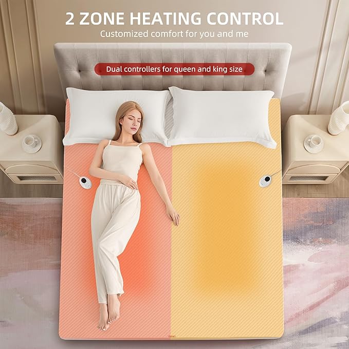 Bwarm Waterproof Heated Mattress Pad, ETL Certified Bed Warmer with Memory Function 9 Heat Settings, 1-12 Hours Auto Off Deep Pocket, Machine Washable, White CA King