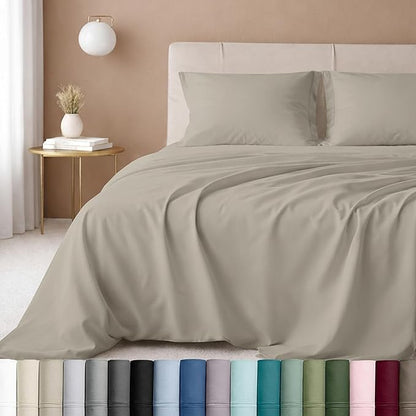 California Design Den Hotel Quality Full Size Bed Sheets Set - Luxury 600 Thread Count Sateen, Natural 100% Cotton Sheets, Fully Elasticized Deep Pockets, Crisp, Cool and Durable Bed Set - Soft Linen