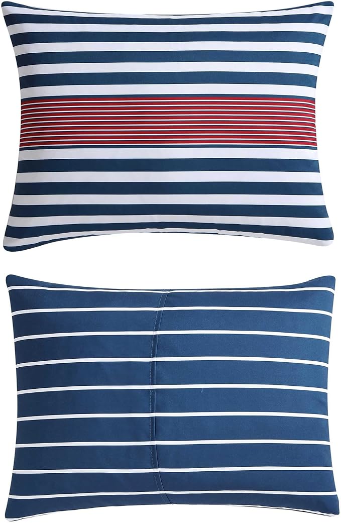 Nautica - Twin/Twin XL Comforter Set, Super Soft Woven Bedding with a Medium-Weight Feel for Year Round Use, 2 Piece Bed Set with Matching Pillowcase (Kennedy Stripe Navy)