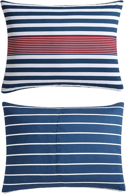 Nautica - Twin/Twin XL Comforter Set, Super Soft Woven Bedding with a Medium-Weight Feel for Year Round Use, 2 Piece Bed Set with Matching Pillowcase (Kennedy Stripe Navy)