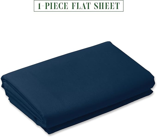 Luxury Flat Sheet on Amazon Elegant Comfort Wrinkle-Free 1500 Premier Hotel Quality 1-Piece Flat Sheet, King Size, Navy Blue