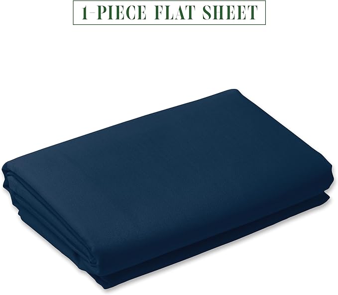 Luxury Flat Sheet on Amazon Elegant Comfort Wrinkle-Free 1500 Premier Hotel Quality 1-Piece Flat Sheet, Twin/Twin XL Size, Navy Blue