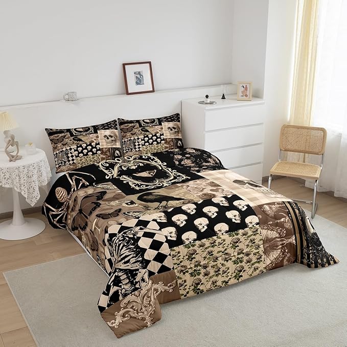 Fall Rustic Comforter Set Queen Size,Autumn Harvest Theme Bedding Sets for Kids Women Men Adult Room Decor,Countryside Farmhouse Quilt Set Vintage Oil Painting Art Duvet Insert,2 Pillowcases