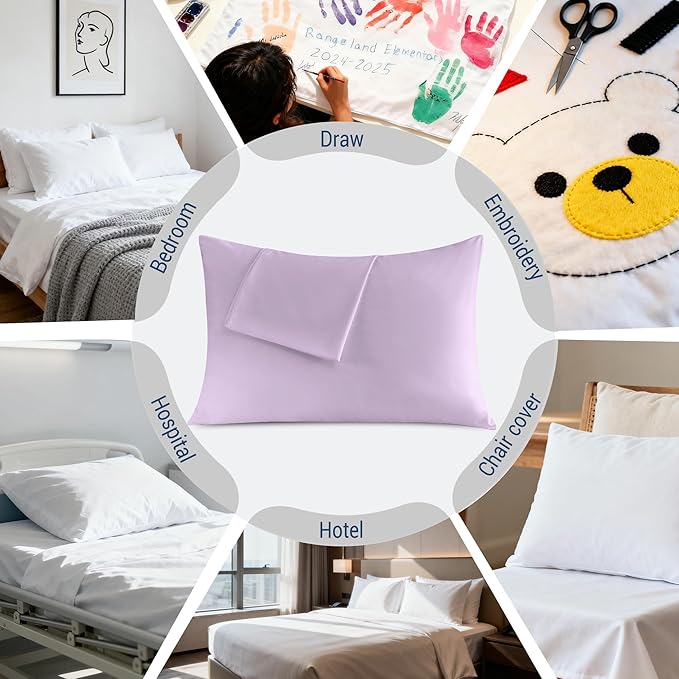Pillowcases Standard 4 Pack, 20x26 Pillow Cases with Envelope Closure, Soft Plain Brushed Microfiber Covers Breathable Wrinkle-Resistant, Lavender