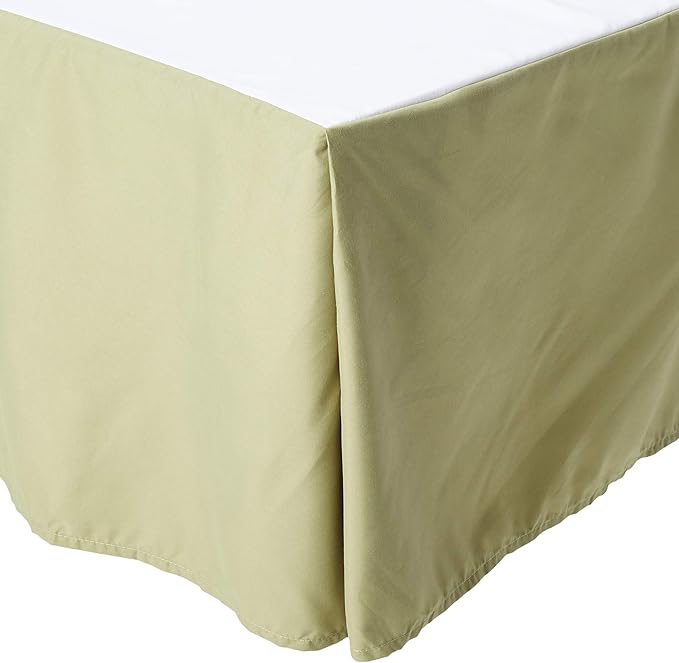 Southshore Fine Living, Inc. Sage Green Bed Skirt King Size 14 Inch Drop - Pleated Dust Ruffle for King Size Bed - Pet Hair Resistant, Wrinkle Free, to Hide Underbed Storage - Sage Green
