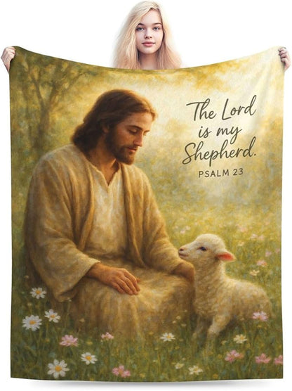 Christian Jesus Lamb Blanket Super Soft Warm Fluffy Fleece Flannel Religious Bible Throw Blanket Cozy Fuzzy Plush Stuff Bedding Blankets Gifts for Women Kids Boys Girls Adults 80"X60"