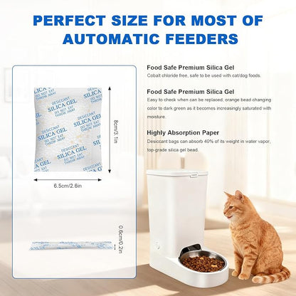 Absorbking Pet Food Desiccant Bag for Most Smart Feeders, 24 Packs Replaced Desiccant Bags with Color Indicating for Automatic Cat Dog Feeder, Desiccant Bag Replacement