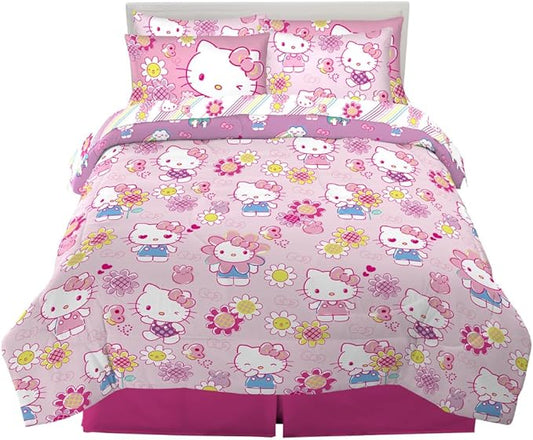Hello Kitty Kids Bedding Super Soft Comforter and Sheet Set with Sham, 7 Piece Queen Size, (Officially Licensed Product) by Franco