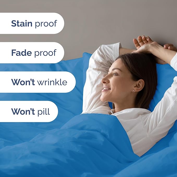 Duvet Cover Twin/Twin XL Size Set - Extra Soft Twin/Twin XL Duvet Cover 68" x 90" with 1 Pillow Sham - Hotel Luxury, Easy Care, Fade Free w/ Zipper Closures & Ties - Comfy & Breathable (Denim Blue)