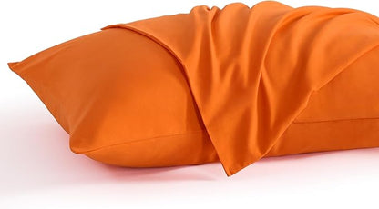 NTBAY King Pillow Cases Set of 2, 2 Pack Brushed Microfiber 20x36 Pillow Cases, Soft, Wrinkle, Fade, Stain Resistant Orange Pillow Cases with Envelope Closure, 20x36 Inches, Orange