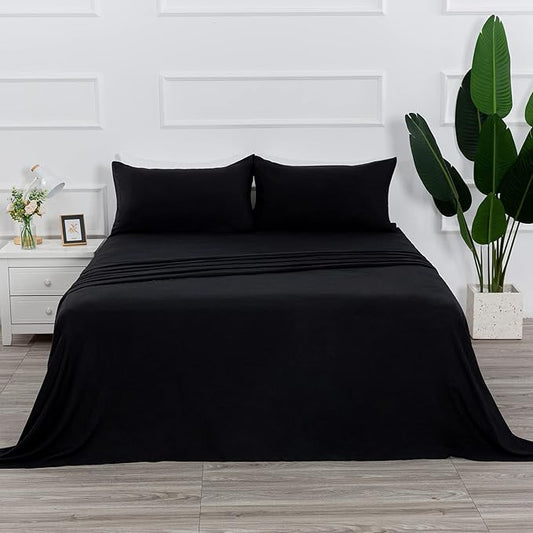 Twin Size Sheet Set - 3 Piece Set (Twin,Black),100% Super Soft Brushed Microfiber 1800 Luxury Bedding,Deep Pockets &Wrinkle,Fade Resistant