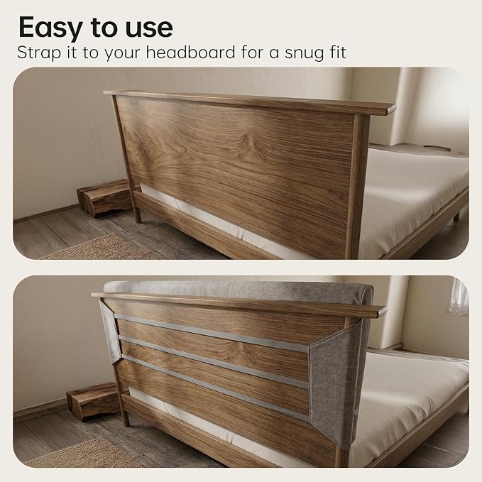 Upholstered Headboard Queen Size, Bed Frame Mount | Easy Assemble,Works with Metal/Wood Frame Beds/Dorm/Daybed/RV, Modern Style Grey,Supportive Cushion with Washable Cover