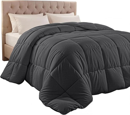 Utopia Bedding Comforter Duvet Insert, Quilted Comforter with Corner Tabs, Box Stitched Down Alternative Comforters King Size (Grey)