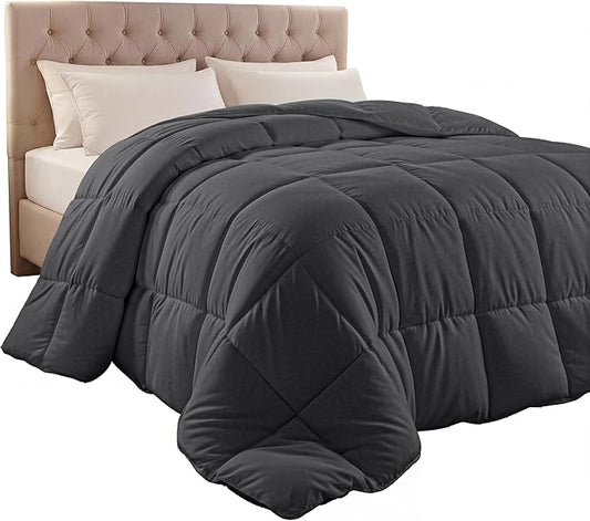 Utopia Bedding Comforter Duvet Insert, Quilted Comforter with Corner Tabs, Box Stitched Down Alternative Comforters Queen Size (Grey)