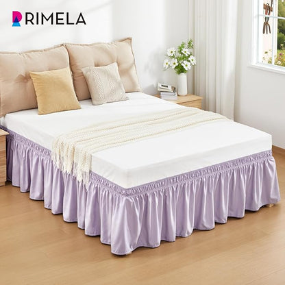 RIMELA Lavender Purple Bed Skirt Queen Size 18 Inch Drop, Wrap Around Elastic Bedskirt, Dust Ruffle for Adjustable Bed Base Machine Washable Easy to Install Bed Skirts