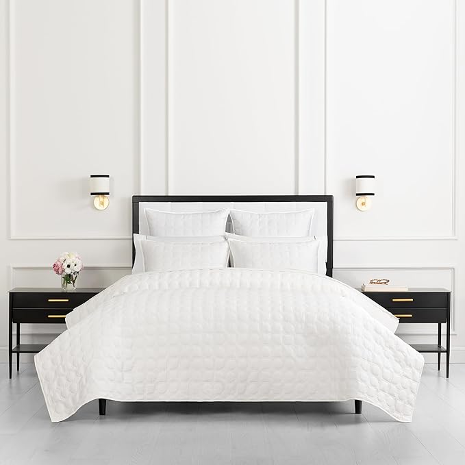kate spade new york Noel Twin Quilt Bedding Set, 200 Thread Count and 100% Cotton Cover, All Season 2 Piece Reversible Bedding Set, Machine Washable, Marshmallow