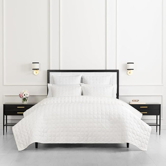 kate spade new york Noel Twin Quilt Bedding Set, 200 Thread Count and 100% Cotton Cover, All Season 2 Piece Reversible Bedding Set, Machine Washable, Marshmallow