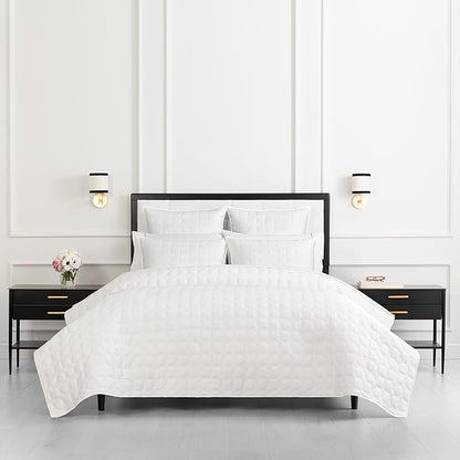 kate spade new york Noel King Quilt Bedding Set, 200 Thread Count and 100% Cotton Cover, All Season 3 Piece Reversible Bedding Set, Machine Washable, Marshmallow