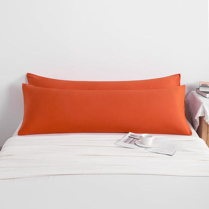 NTBAY Body Pillow Cases Set of 2, 2 Pack Brushed Microfiber 20x54 Pillow Cases, Soft, Wrinkle, Fade, Stain Resistant Brunt Orange Pillow Cases with Envelope Closure, 20x54 Inches, Brunt Orange
