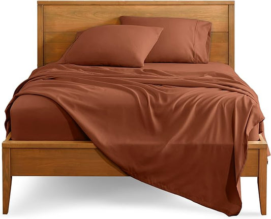 Bare Home Queen Sheet Set - 1800 Ultra-Soft Microfiber Queen Bed Sheets - Double Brushed - Deep Pockets - Easy Fit - 4 Piece Set - Bedding Sheets & Pillowcases (Queen, Terracotta)