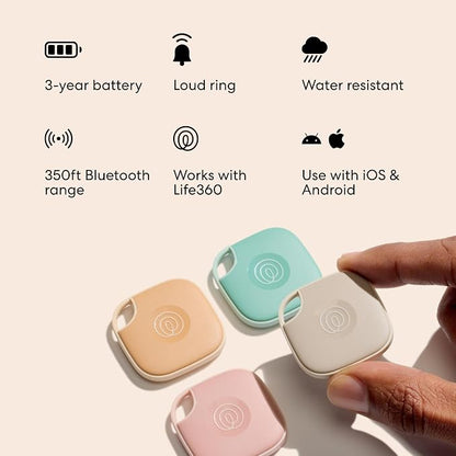 Life360 Tile - Bluetooth Tracker, Keys Finder and Item Locator for Keys, Bags and More. Phone Finder. Both iOS and Android Compatible. 4-Pack (Colors)