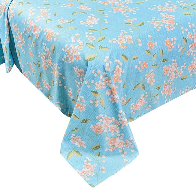 JSD Blue Floral Printed Sheet Set Queen Size, 4 Piece Soft Spring Pattern Microfiber Sheets Extra Deep Pocket