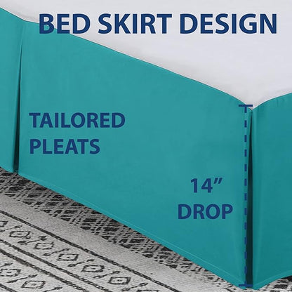 Cathay Home Double Brushed Microfiber Pleated Easy Fit Bed Skirt, Ultra Soft, Fade and Wrinkle Resistant - Larkspur Blue, Full