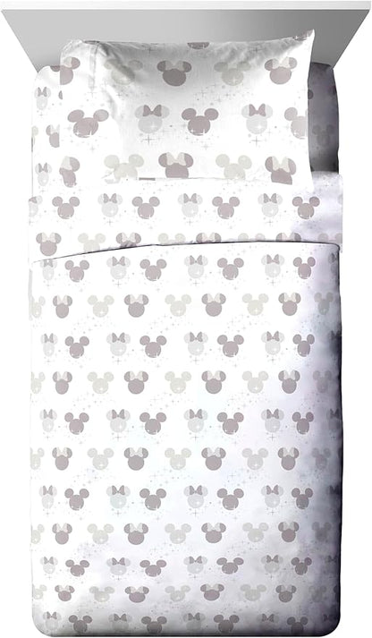 Disney Mickey Mouse & Minnie Mouse Twin Size Comforter Set - 5 Piece Bedding Includes Sheet Set & Pillow Covers - Super Soft Cozy Bedding