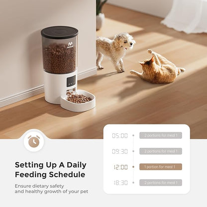 IMIPAW Automatic Cat Feeder, 5L Pet Dry Food Dispenser with Timed Programmable Portion Control, Dual Power Backup, with Desiccant Bag, 1-10 Meals, Easy Set Up, 10 Meals Per Day for Cats and Puppies