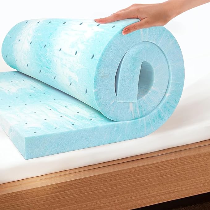 EGO Topper 2 Inch Full Memory Foam Mattress Topper, Cooling Gel Foam Mattress Topper for Pressure Relief, Ventilated Design Bed Topper in a Box, CertiPUR-US Certified, 54"×75", Medium