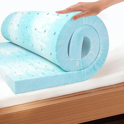 EGO Topper 2 Inch Full Memory Foam Mattress Topper, Cooling Gel Foam Mattress Topper for Pressure Relief, Ventilated Design Bed Topper in a Box, CertiPUR-US Certified, 54"×75", Medium