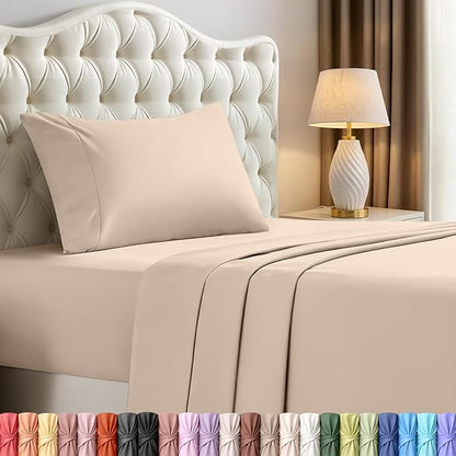 Utopia Bedding Twin XL Sheet Set – 3 Piece Bed Sheets for Twin XL Size Bed, Soft and Breathable Microfiber, Includes 1 Fitted Sheet, 1 Flat Sheet and 1 Pillowcase (Beige)